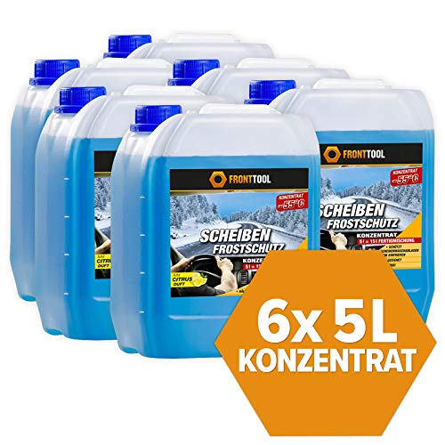 FRONTTOOL Scheibenfrostschutz Konzentrat 5L | Scheibenreiniger bis -55 Grad | keine Streifenbildung (6x 5 Liter) von FRONTTOOL