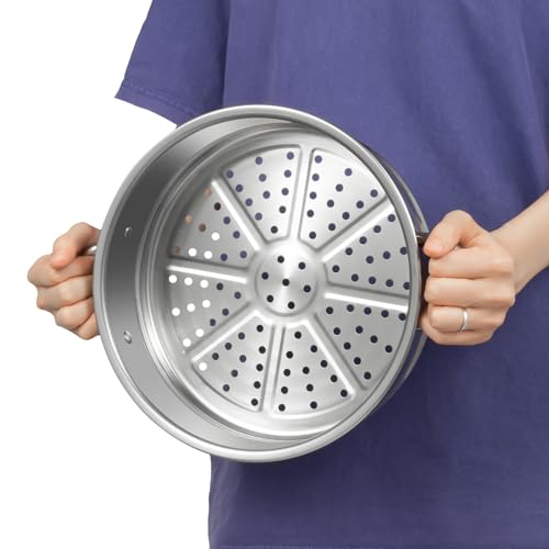 5 Etagen Kochtopf Set, Edelstahl Dampfgarer Topf Verdickt Dampftopf 26cm mit Glasabdeckung, Dampfkocher Dampfkochtopf Effizientes Dämpfen für Induktionsherd, Elektroherd, Gasherd von FROPIJ