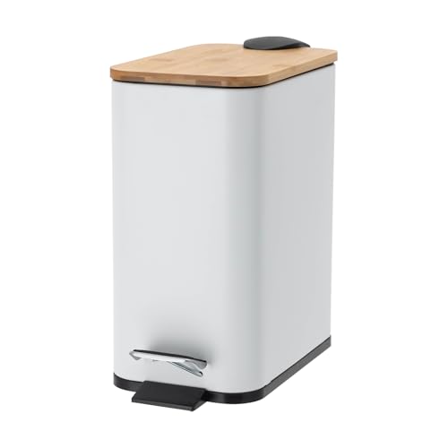 5L Mülleimer Küche | Treteimer | Tretmülleimer | Badeimer mit Inneneimer | Küche Abfalleimer mit Deckel | Bad Kosmetikeimer Weiß | Für Bad Küche Schlafzimmer Büro (Weiß) von FROPIJ