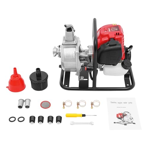 Benzin Wasserpumpe 4-Takt 1.2KW (38ccm) Schmutzwasserpumpe Benzin - Benzin Motorpumpe & Tragbare Gartenpumpe mit 135m³/h Durchfluss, 30m Förderhöhe für Bewässerung & Entwässerung von FROPIJ