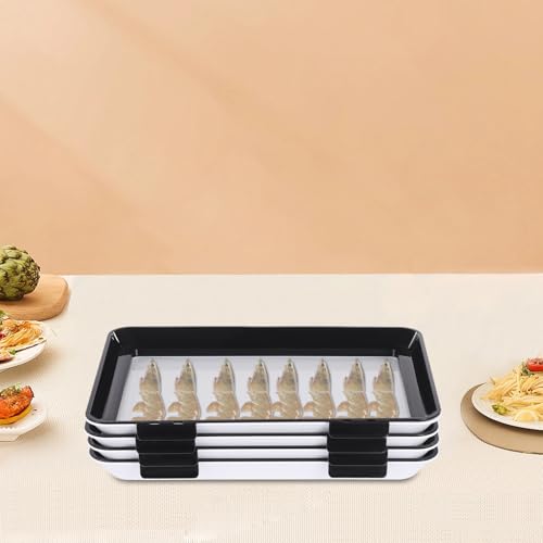 FROPIJ 4er Set Vakuumversiegelung Frischhaltetablett, Lebensmittelkonservierung Tablett, Konservierung Tablett Stapelbox Aufschnittboxen Wurstbox Wurstdose für Kühlschrank (30 x 22.5cm) von FROPIJ