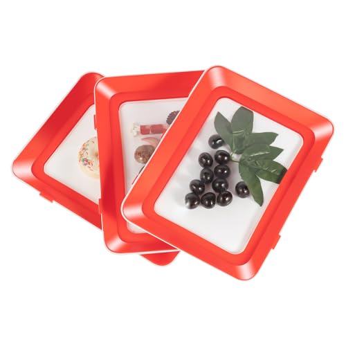 FROPIJ 8er Set Vakuumversiegelung Frischhaltetablett, Lebensmittelkonservierung Tablett, Konservierung Tablett Stapelbox Aufschnittboxen Wurstbox Wurstdose für Kühlschrank (29.5x22.5cm) von FROPIJ