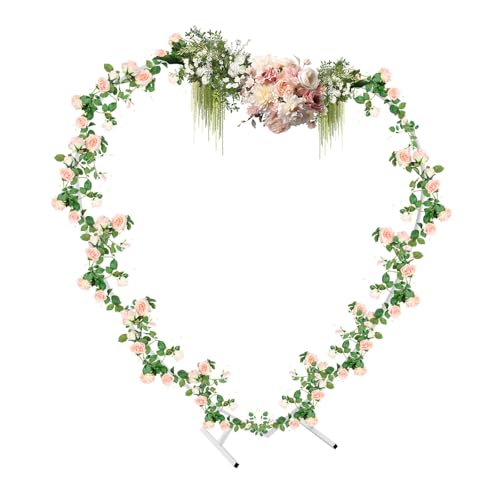 Hochzeitsbogen Gestell, 2.0 x 2.1m Herzform Ballonbogen Gestell Abnehmbare Traubogen Hochzeit Verdickte Eisenrohre, Backdrop Stand Stabil für Hochzeiten & Jubiläen (Weiß) von FROPIJ