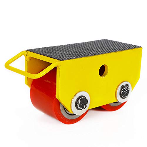 Panzerrollen 2.5T Transportfahrwerk Schwerlastrollen Transportroller mit 2 PU-Roller, Möbelroller Schwerlastrolle Möbeltransporthilfe Rutschfest für Transport Schwergütern (Gelb) von FROPIJ