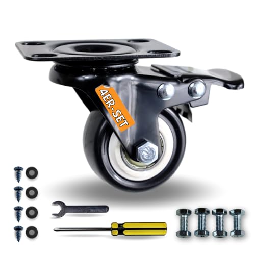 4 x FROSAL Lenkrollen mit Bremse | Schwerlastrollen bis 320kg Tragfähigkeit | Ø 50 mm | 360° drehbar | Möbelrollen | Rollen für Möbel | Schwerlast | Transportrollen | Geräuschar 4 x FROSAL Lenkrollen mit Bremse | Schwerlastrollen bis 320kg Tragfähigkeit | Ø 50 mm | 360° drehbar | Möbelrollen | Rollen für Möbel | Schwerlast | Transportrollen | Geräuschar von Frosal