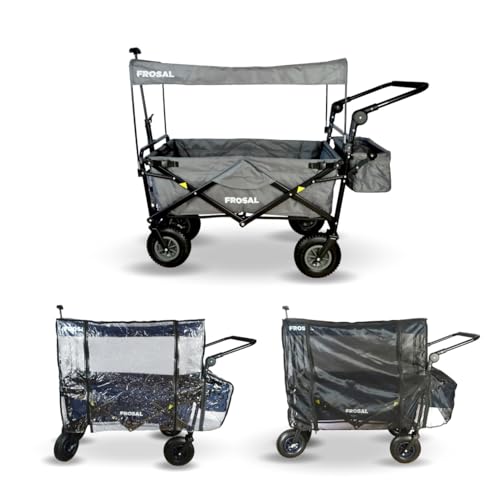 FROSAL Bollerwagen faltbar Nick PRO grau mit Regenschutz & Insektenschutz Kinder Regenverdeck FROSAL Bollerwagen faltbar Nick PRO grau mit Regenschutz & Insektenschutz Kinder Regenverdeck von Frosal