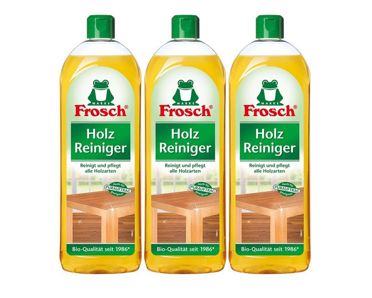 FROSCH 3x Frosch Holz Reiniger 750 ml - mit natürlichen Pflegewirkstoffen der Spezialwaschmittel von FROSCH