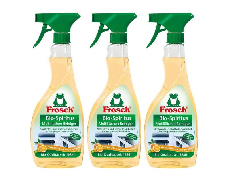 FROSCH 3x Frosch Orangen Multiflächen-Reiniger Sprühflasche 500 ml Glasreiniger von FROSCH