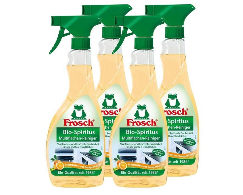 FROSCH 4x Frosch Orangen Multiflächen-Reiniger Sprühflasche 500 ml Glasreiniger von FROSCH