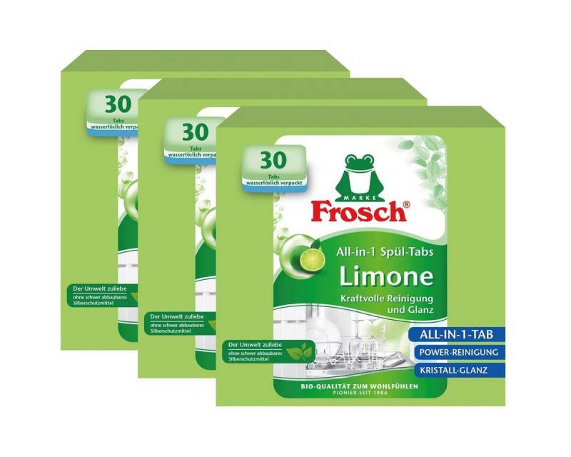 FROSCH Frosch All-in-1 Spülmaschinen Tabs Limone 30 Tabs - Kristall-Glanz (3e Spülmaschinenreiniger von FROSCH