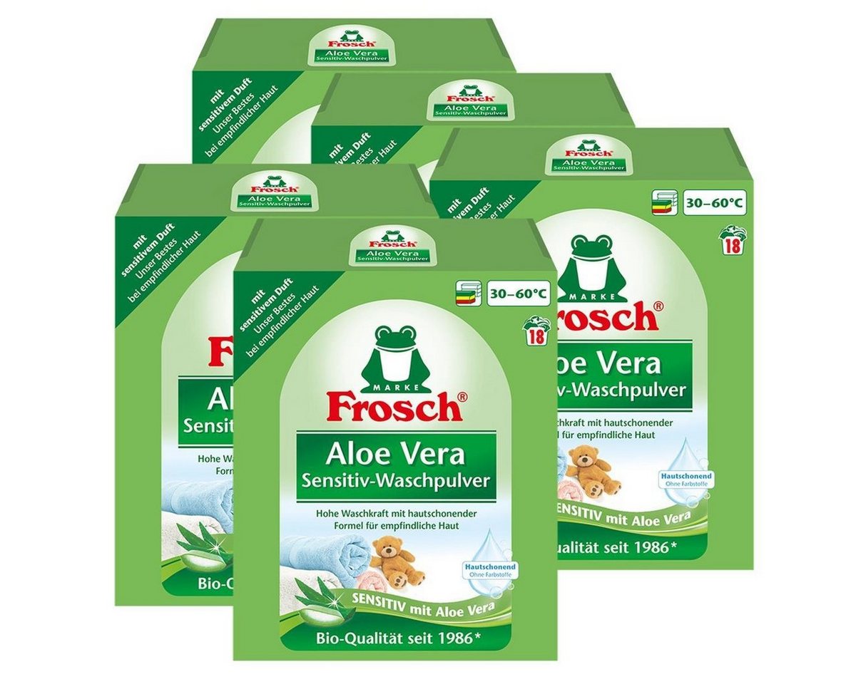 FROSCH Frosch Aloe Vera Sensitiv-Waschpulver 1,35 kg (5er Pack) Vollwaschmittel von FROSCH