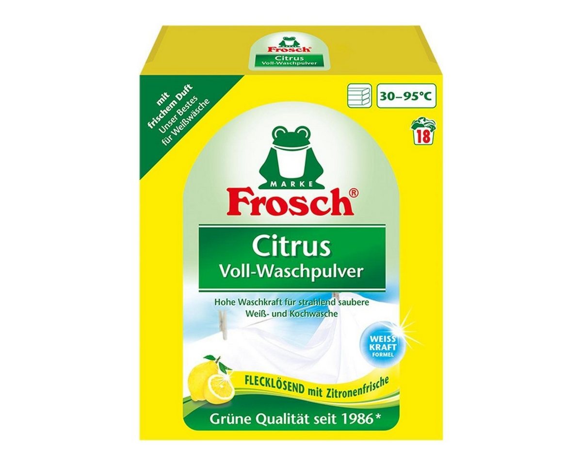 FROSCH Frosch Citrus Voll-Waschpulver 1,35 kg - Flecklösend mit Zitrone Vollwaschmittel von FROSCH