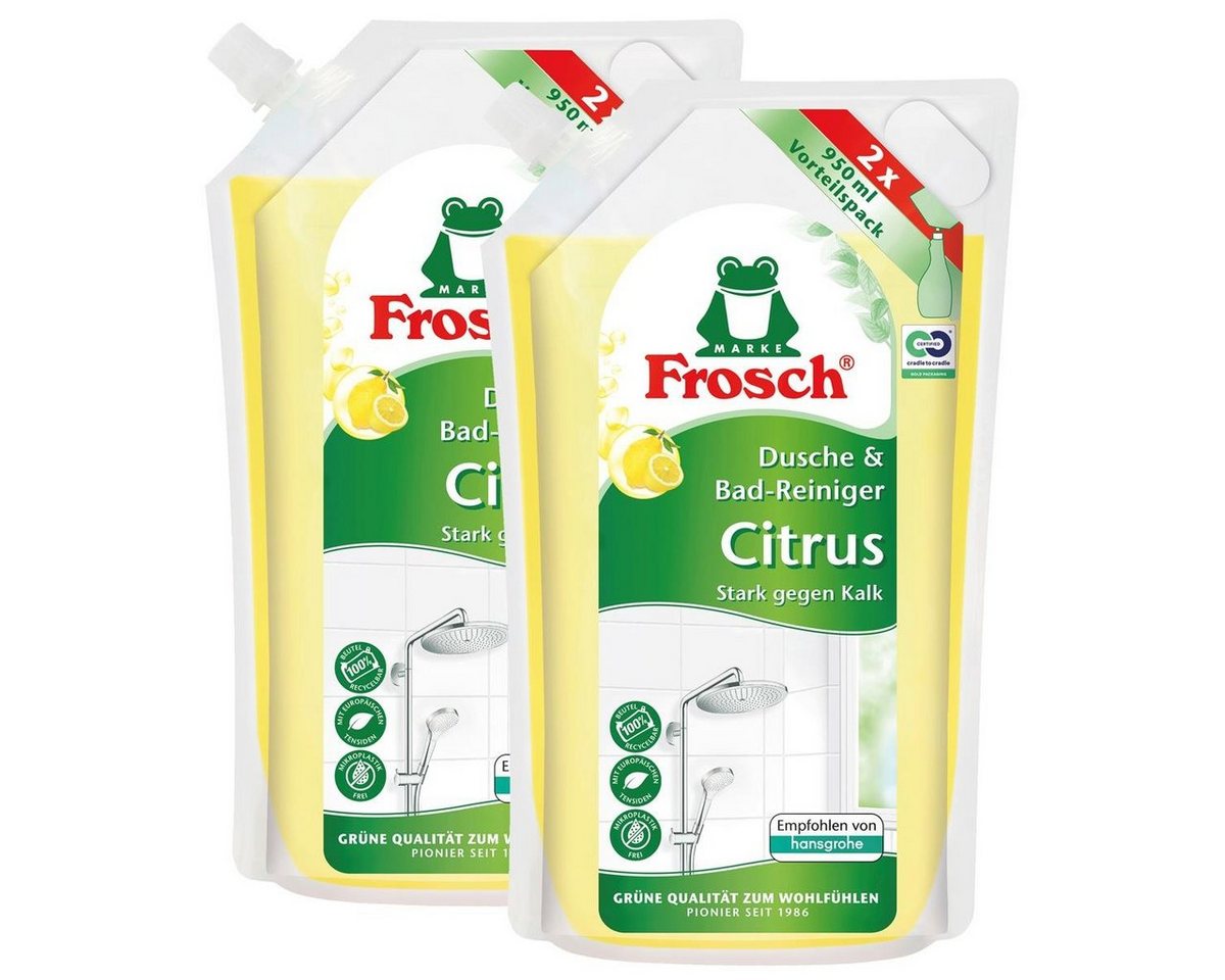 FROSCH Frosch Dusche & Bad Reiniger Citus 950ml Nachfüller - Gegen Kalk (2er Badreiniger FROSCH Frosch Dusche & Bad Reiniger Citus 950ml Nachfüller - Gegen Kalk (2er Badreiniger von FROSCH