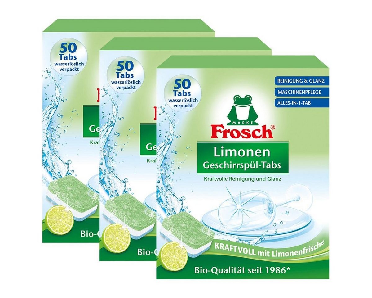 FROSCH Frosch Limonen Geschirrspül-Tabs 50 Tabs - Reinigung und Glanz (3er Pa Geschirrspülmittel von FROSCH