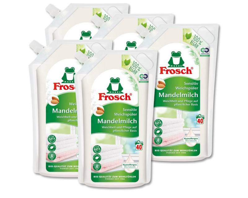 FROSCH Frosch Weichspüler Mandelmilch 1 Liter pflegend mit Mandelmilch (5er P Weichspüler von FROSCH