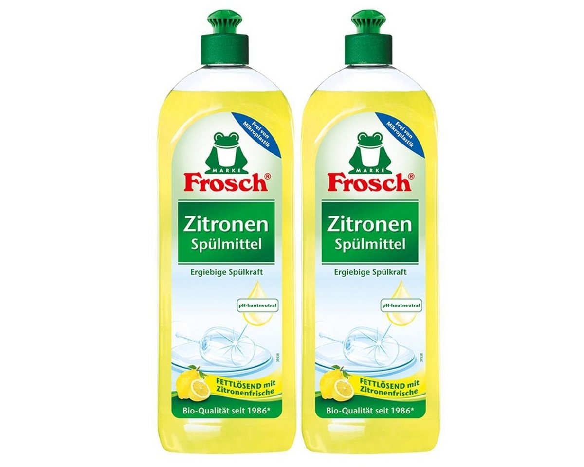 FROSCH Frosch Zitronen Spülmittel 750ml - Frei von Mikroplastik (2er Pack) Geschirrspülmittel von FROSCH