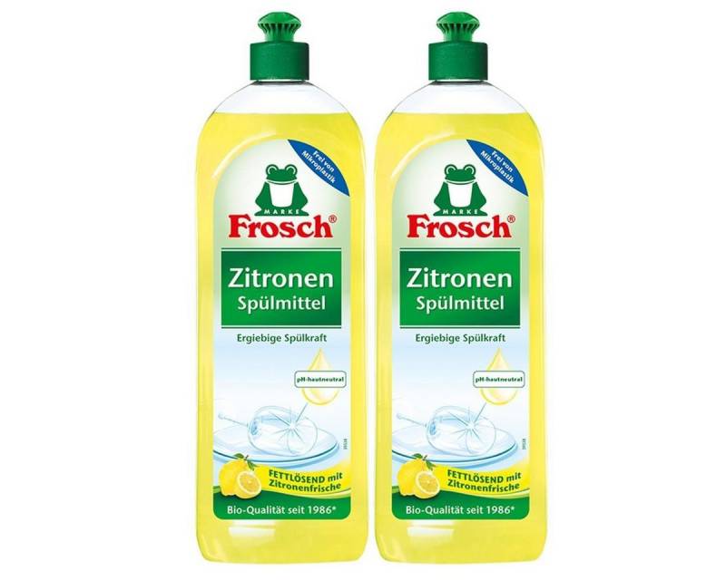 FROSCH Frosch Zitronen Spülmittel 750ml - Frei von Mikroplastik (2er Pack) Geschirrspülmittel von FROSCH