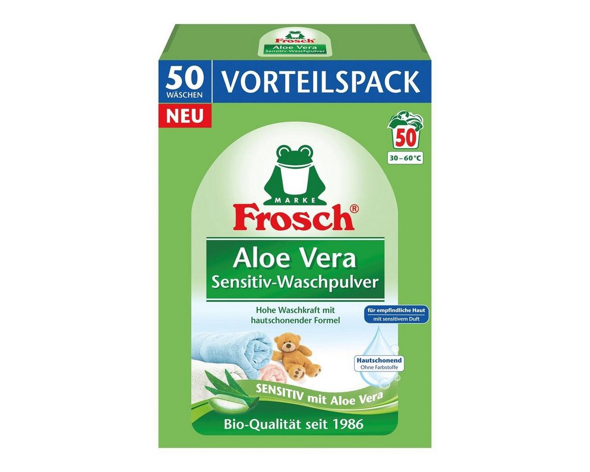 FROSCH Frosch sensitiv Waschpulver Aloe Vera 3,3kg - Hohe Waschkraft (1er Pac Vollwaschmittel von FROSCH