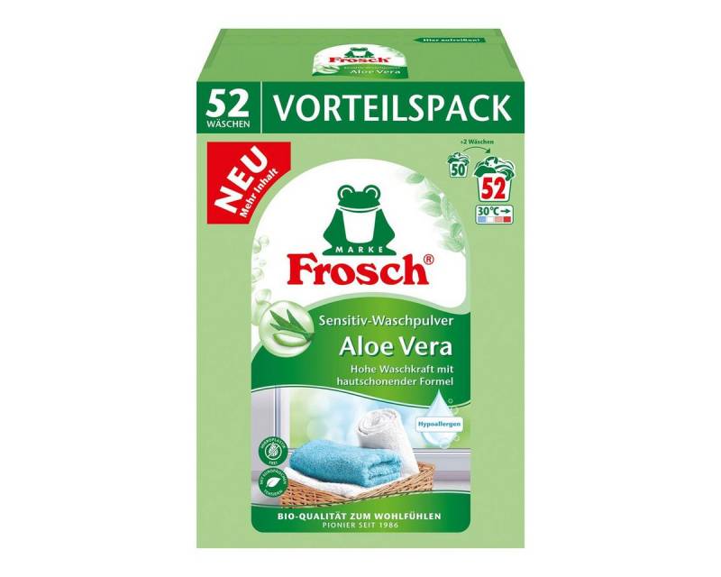 FROSCH Frosch sensitiv Waschpulver Aloe Vera 3,43kg - Hohe Waschkraft (1er Pa Vollwaschmittel von FROSCH