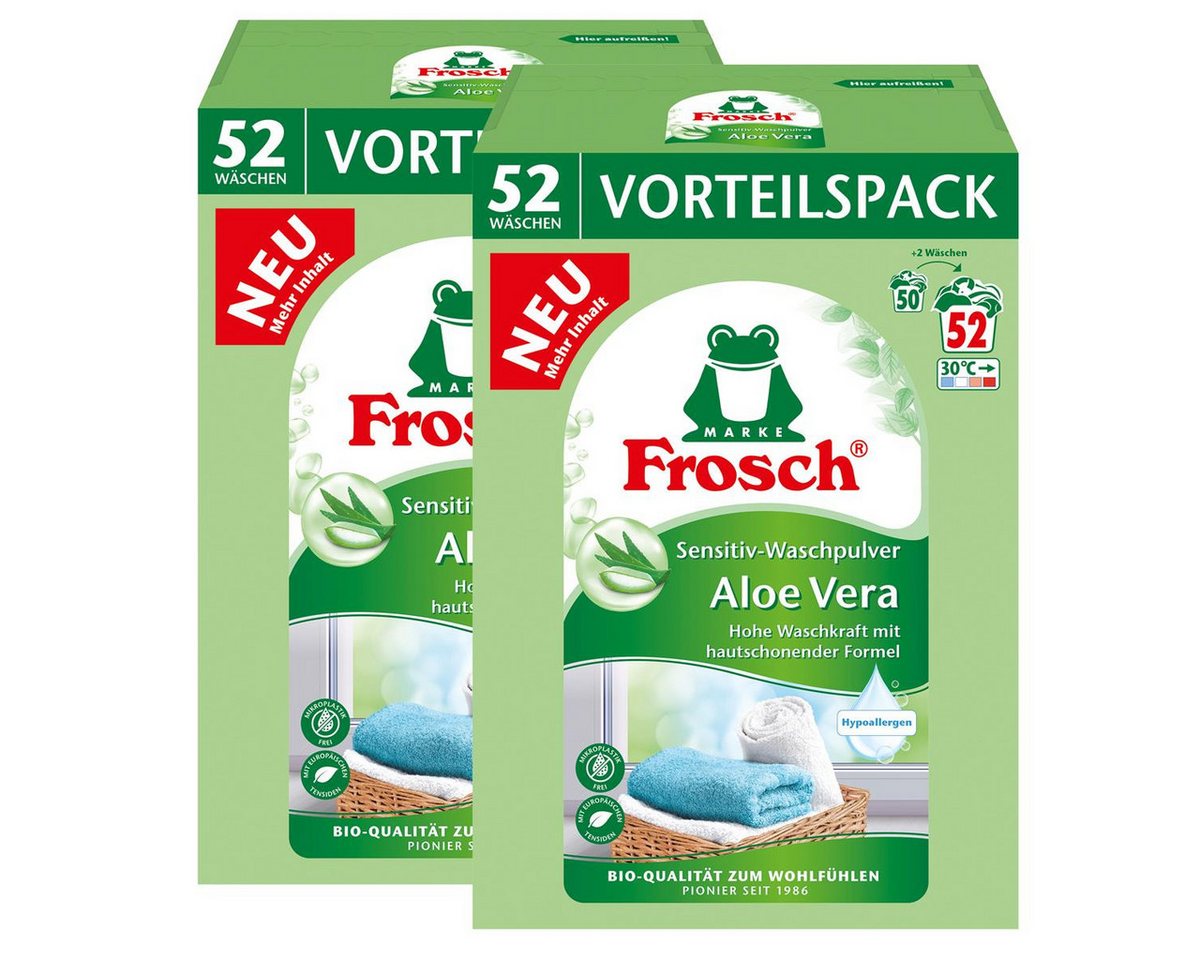 FROSCH Frosch sensitiv Waschpulver Aloe Vera 3,43kg - Hohe Waschkraft (2er Pa Vollwaschmittel FROSCH Frosch sensitiv Waschpulver Aloe Vera 3,43kg - Hohe Waschkraft (2er Pa Vollwaschmittel von FROSCH