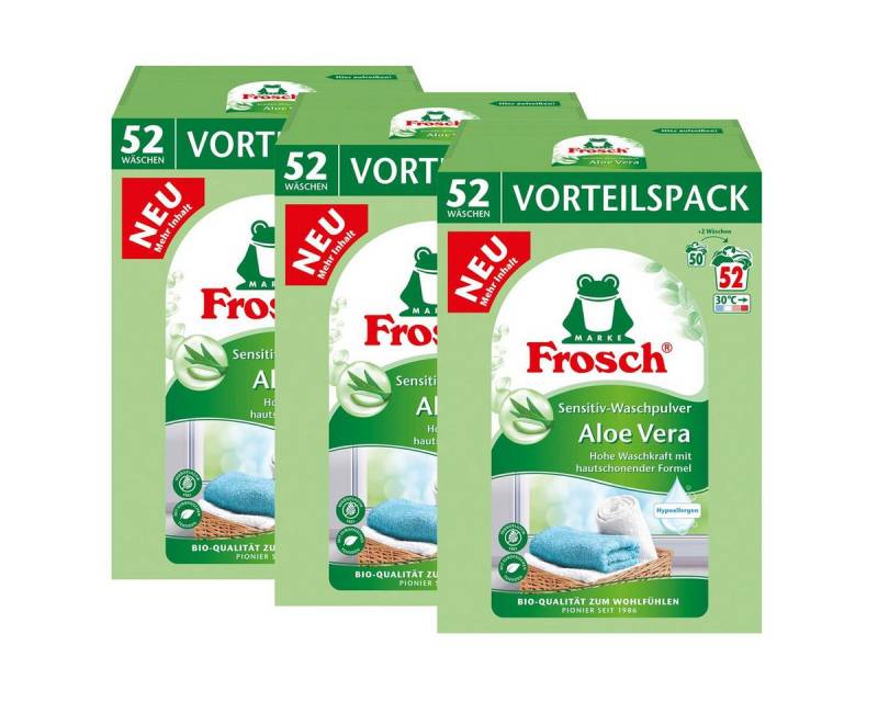 FROSCH Frosch sensitiv Waschpulver Aloe Vera 3,43kg - Hohe Waschkraft (3er Pa Vollwaschmittel von FROSCH