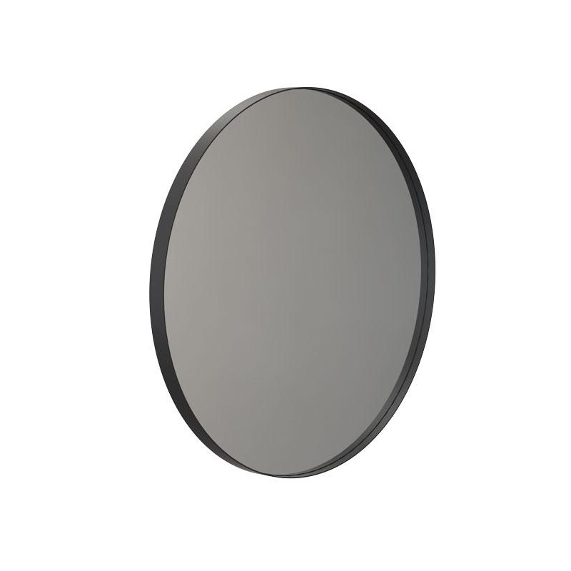 FROST - Unu 4130 Spiegel Ø60cm Aluminium - schwarz/mit schmalem Regalrahmen/T 3cm von FROST