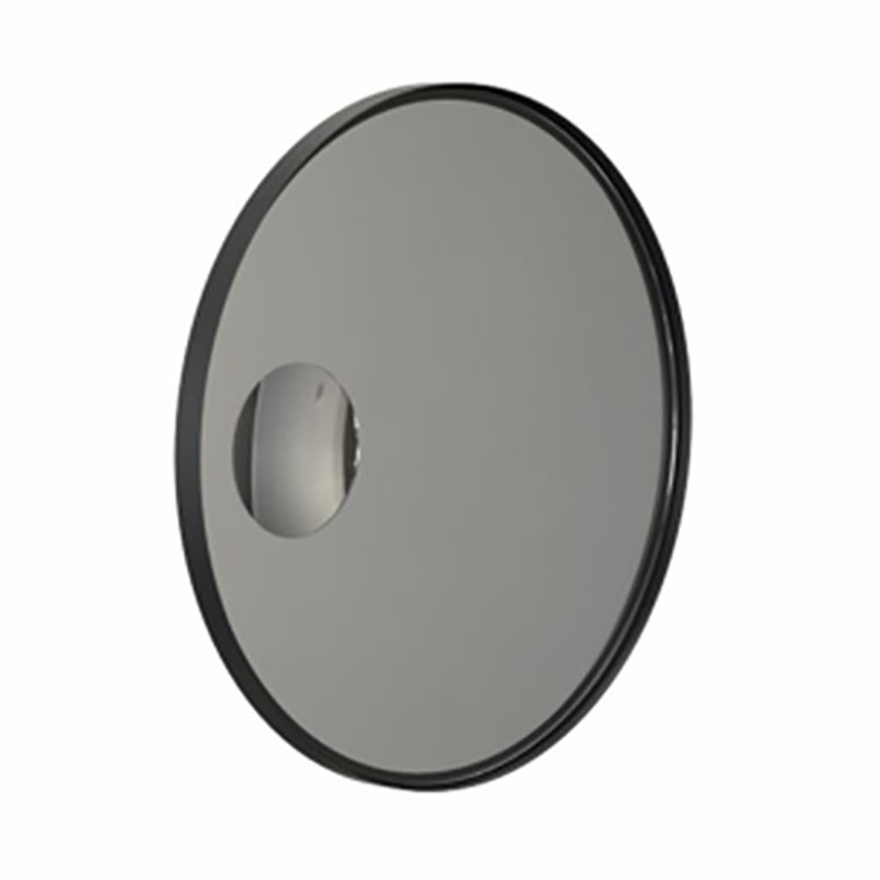 FROST - Unu 4140 Spiegel Ø60cm - schwarz/mit schmalem Regalrahmen/T 3cm/Vergrößerungsspiegel eingebaut Ø14,5cm von FROST