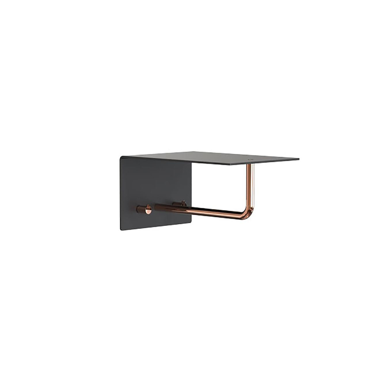 FROST - Unu Wandgarderobe mit 2 Haken & Stange - schwarz-aluminium/kupfer/BxHxT 20x15x30cm von FROST