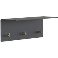 Frost - Unu Wandgarderobe 40 x 15 x 15 cm, schwarz matt / gold poliert von FROST