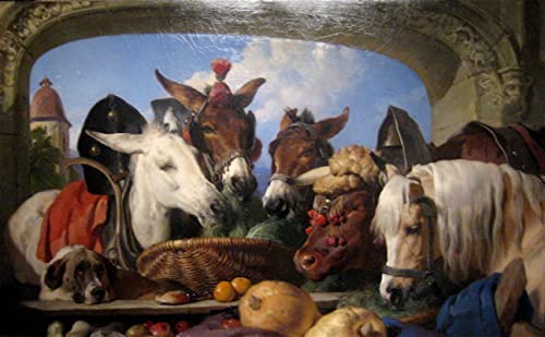 FROZBI Leinwand Bilder Kunstdrucke Leinwand Plakat Berühmtes Gemälde eine Tiergruppe Genf von Edwin Henry Landseer für Wohnzimmer 60x90cm von FROZBI