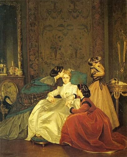 FROZBI Leinwandbilder Bild Poster Kunstdrucke Ölgemälde Die widerstrebende Braut von Auguste Toulmouche für Wanddekoration 60x90cm von FROZBI