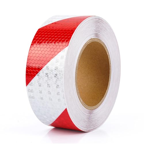 12m × 5cm Reflektierendes Band, Selbstklebend Reflektorband Rot Weiß, Warnaufkleber Reflektorband, Absperrband Rot Weiß, für Warnmarkierung Sicherheit von FRTAOOP