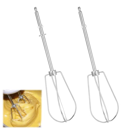 2 Stück Handmixer Zubehör Set, Universal Rührbesen für Handmixer, Schneebesen aus Edelstahl Ersatz mit Vier Stäben, Linker und Rechter Schneebesen für Küchenmaschine (Birnenform) von FRTAOOP
