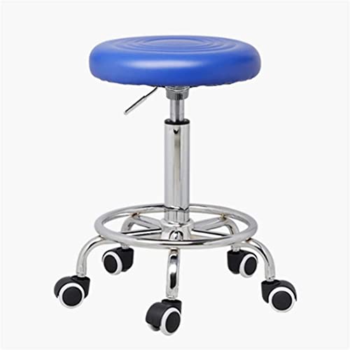 FRTBVNHC Hocker auf Rädern Barstuhl mit Rädern mit Pedalen Verstellbarer Drehstuhl Büro Speisekammer Café Thekenhocker PU-Leder Schönheitshocker (Farbe: B, Größe: 33 * 47-61CM) Hallo ShaoSu von FRTBVNHC