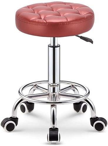FRTBVNHC Hocker auf Rollen Barhocker PU-Gittertyp mit Fußstütze Barhocker Drehstuhl Barbershop Beauty Studio Bistro Restaurant Esszimmerhocker (Farbe: A5, Größe: 33 * 41-53CM) Hallo ShaoSu von FRTBVNHC