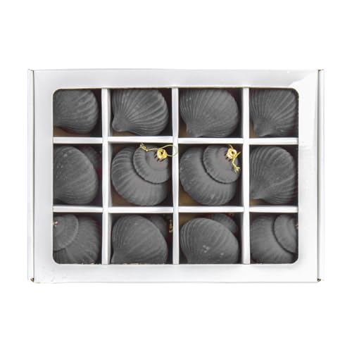 12 Stück Samt beflockte Laterne Weihnachtsschmuck – 6,9 cm bruchsichere Kunststoff-Weihnachtsbaum-Zwiebeln für Urlaubsdekoration (grau) von FRTmvg