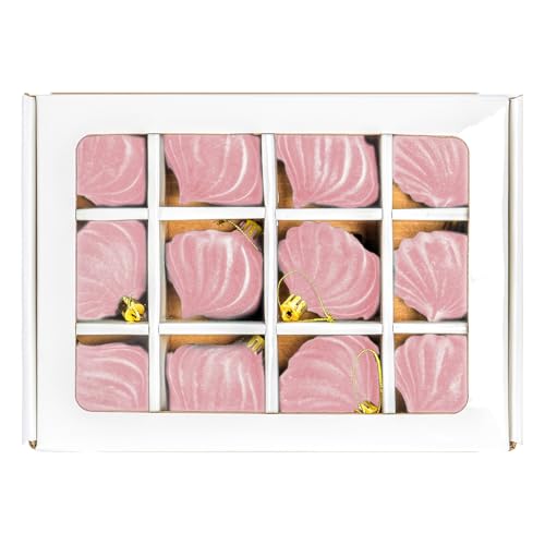 12-teiliges samtbeflocktes Weihnachtsschmuck-Set – 5,9 cm bruchsichere Zwiebel-Tropfenzwiebeln für Weihnachtsbaum, Feiertagsparty-Dekoration, luxuriöse Weihnachtsdekoration (Rosa) von FRTmvg