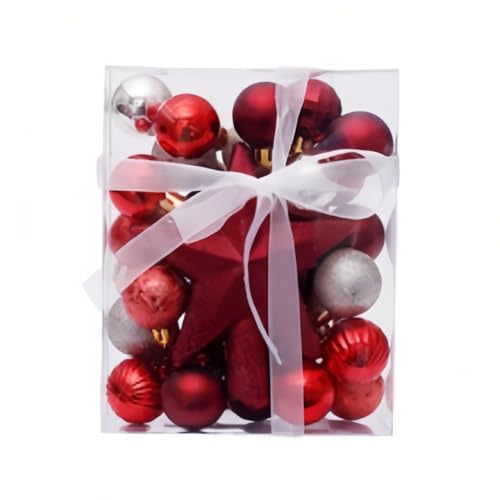 Bruchsichere Weihnachtskugel-Ornamente, 3,5 cm, Mini-Weihnachtsbaumschmuck aus Kunststoff für Hochzeit, Party, Basteln (mehrere Farben) (Goldrot), 30 Stück von FRTmvg