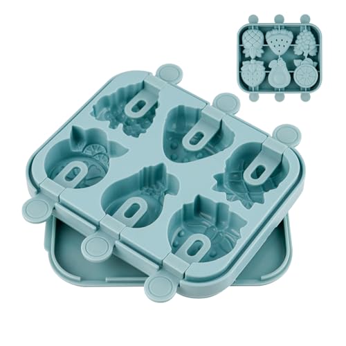 FRUHLING Eisformen Silikon Obst Eis Am Stiel Formen Wassereis Formen BPA Frei Popsicle DIY Ice Lolly Mold mit Sticks für Joghurt Saft Smoothies (Blau) von FRUHLING