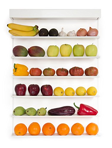 FRUITWALL - Obstregal zum Aufhängen I Obst Hängekorb I Obstschale Design I Wandregal für Obst & Gemüse I Hängeregal I Gemüseampel I Obst Aufbewahrung Wand I Küchenregal für die Wand I 6 Etagen - Weiß von FRUITWALL