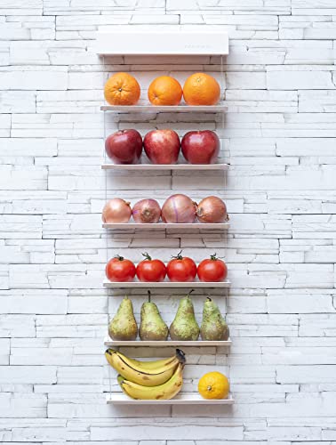 FRUITWALL - Obstregal zum Aufhängen - Obst Hängekorb - Obstschale Design - Wandregal für Obst & Gemüse - Hängeregal - Obst Aufbewahrung Wand - Küchenregal für die Wand - 6 Etagen - Weiß (29 cm, 290) von FRUITWALL