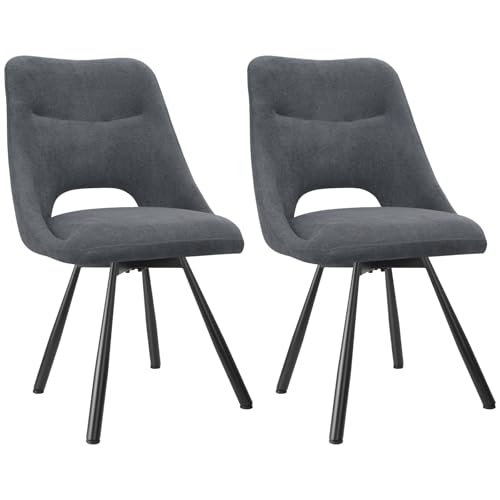 FRUOGO 2er-Set Lambswool-Esszimmerstühle - Rückenlehne mit Armlehne - Langlebige Schwarze Metallbeine - Für Wohnzimmer/Schlafzimmer/Esszimmer-dunkelgrau von FRUOGO