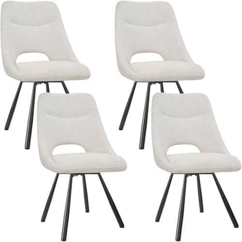 FRUOGO Esszimmerstühle 4er Set, mit Kaschmirimitat, Veloursstuhl mit Ausgeschnittener Rückenlehne, Gepolsterte Stühle für Esszimmer, Küche, Schlafzimmer, Rezeption-Beige von FRUOGO