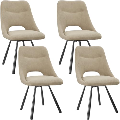 FRUOGO Esszimmerstühle 4er Set, mit Kaschmirimitat, Veloursstuhl mit Ausgeschnittener Rückenlehne, Gepolsterte Stühle für Esszimmer, Küche, Schlafzimmer, Rezeption-Khaki von FRUOGO