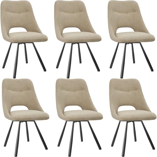 FRUOGO Esszimmerstühle 6er Set, mit Kaschmirimitat, Veloursstuhl mit ausgeschnittener Rückenlehne, gepolsterte Stühle für Esszimmer, Küche, Schlafzimmer, Rezeption-Khaki von FRUOGO