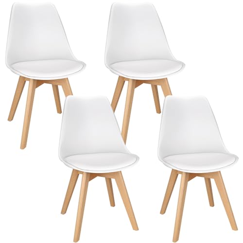 FRUOGO Esszimmerstühle 4er Set mit Massivholzbeine aus Buche,Skandinavisch Design küchenstühle Polsterstuhl Stühle mit bequemem Sitzkissen für Esszimmer Küche Wohnzimmer Schlafzimmer von FRUOGO