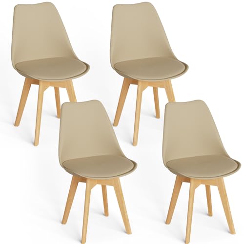 FRUOGO Esszimmerstühle 4er Set mit Massivholzbeine aus Buche,Skandinavisch Design küchenstühle Polsterstuhl Stühle mit bequemem Sitzkissen für Esszimmer Küche Wohnzimmer Schlafzimmer von FRUOGO