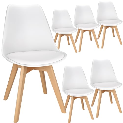 FRUOGO Esszimmerstühle 6er Set mit Massivholzbeine aus Buche,Skandinavisch Design küchenstühle Polsterstuhl Stühle mit bequemem Sitzkissen für Esszimmer Küche Wohnzimmer Schlafzimmer von FRUOGO