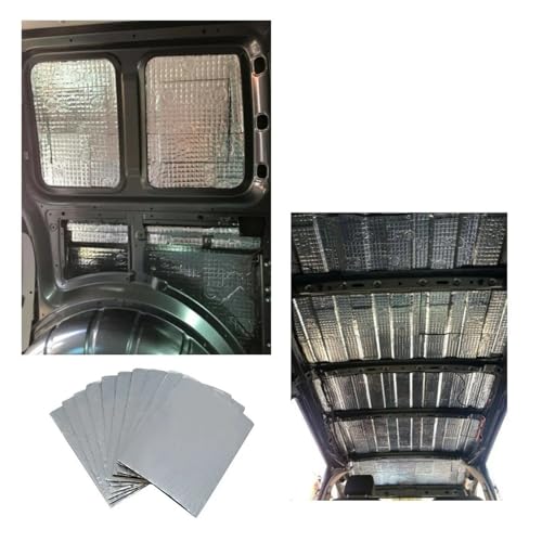 Dämmschaummatte 10 Stück/50 Stück 5 MM Aluminiumfolie Auto Schall-Wärmedämmung Baumwollmatten Motorhaube Firewall Lärmschutz Deadener Anti-Lärm-Pads(1) von FRVVPL