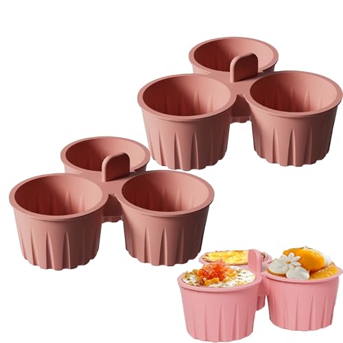 2 Wiederverwendbare Silikon-Backformen for Heißluftfritteusen, Ofenfeste Tassenform, 135 Ml, Mit Griffiger, Ohrenbeständiger, Antihaftbeschichteter Eierform for Backen In Der Küche(Pink) von FRYSKYO